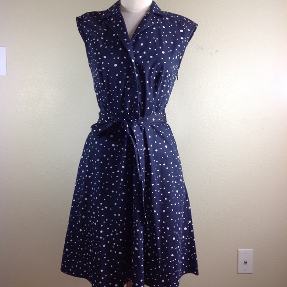 Ann Taylor Dresses & Skirts - Ann Taylor navy Polk a dot dress
